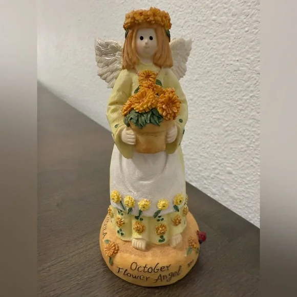 Linda Grayson October Flower Angel Figurine Handmade Colendula Vintage 1995 - Picture 1 of 8